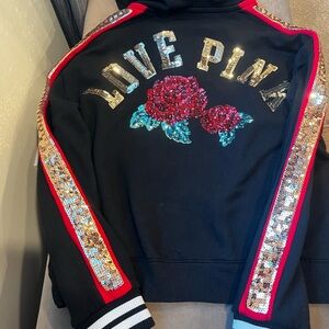 Victoria's Secret Black Hoodie with Rose on back Size S